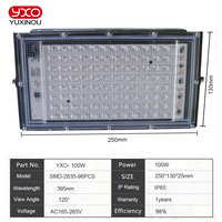 Projecteur UV noir 50W 100W 200W, lumière LED violette, IP65, haute étanchéité, 395NM, lumière ultraviolette