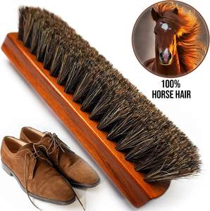 Brosse à chaussures en crin de cheval Premium véritable poils de cheval doux manche en bois pour chaussures <span class=keywords><strong>bottes</strong></span> et soin du cuir outil de nettoyage de voiture - Product Image 3