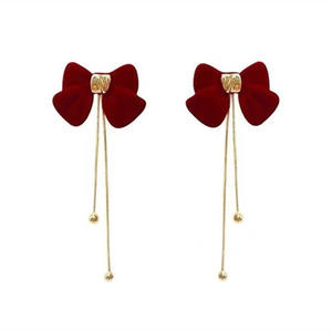 エレガントなファッションタッセルドロップイヤリングファインジュエリーボウイヤリング女性用 - Product Image 1