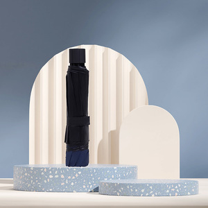 Paraguas Plegable de Diez Varillas de Acero, Apertura Manual, Revestimiento de Vinilo Negro, Protección Solar y Contra la Lluvia, para Viajes - Product Image 1