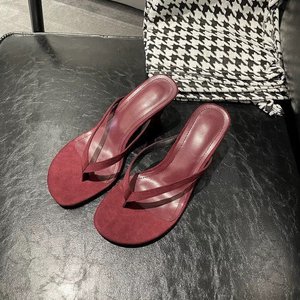 Women's High-heeled Sandals French Retro Women's <b>Shoes</b> Clip-toe Fashion New Thick-heeled Sandals Trendy Fashion Simple Design - Product Image 2