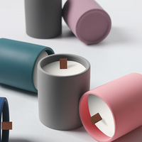 Vente en gros de pots à bougies vides personnalisés en ciment et travertin, colorés, pour cire parfumée et diffuseur d'aromathérapie, Noël et Thanksgiving