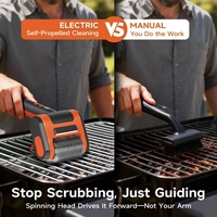 Brosse électrique pour barbecue, nettoyeur de barbecue sans fil rechargeable avec lumière LED pour barbecue en plein air