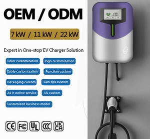 Nouvelle borne de recharge murale pour véhicules électriques OEM OCPP Smart EVSE avec câble de 5 m, chargeur de voiture électrique domestique 32A Type 2 triphasé, contrôle par application WiFi, 7kW-22kW - Product Image 1