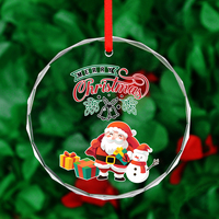 Ornements de Noël en verre cristal de luxe, vente en gros directe d'usine, gravure laser personnalisée du logo, ornement suspendu de haute qualité
