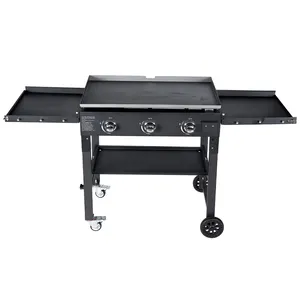 Grande área de cozinha Griddle Grill Folding 2 queimador Flat Top Griddle gás para cozinhar ao ar livre