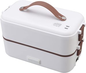 Food Warmer Heated Rice Cookers Portable Car Electric Steamed Cooking <b>Lunch</b> Box Mini Heating 2 Layer Minimalist Multifunction - Product Image 1