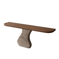 Table d'entrée en bois massif, table murale décorative pour l'entrée, table sculptée en faux pierre
