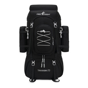 Unisex Nylon Hiking Backpack Water Resistant Large Capacity Shoulder Bag With Rain Cover for Outdoor Camping Wild Camping