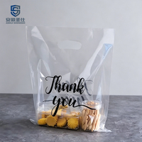 Sacs en plastique transparents à prix abordable, sacs à main imprimés « Merci » avec poignée pour l'emballage de gâteaux, d'aliments et d'épicerie