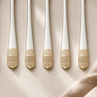Ensemble de couverts de mariage en acier inoxydable 6 pièces, design artisanal, finition miroir, qualité alimentaire, réutilisable, compatible lave-vaisselle, pour hôtel