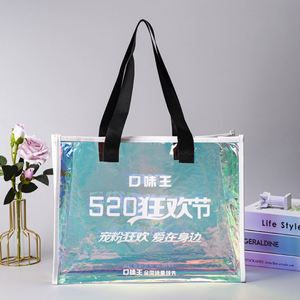 Custom Large Capacity PVC Tote <b>Bag</b> with PU Handle Custom Logo Waterproof Beach <b>Bag</b> with Shoulder <b>Strap</b> - Product Image 4