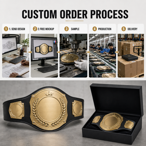 Cintura del Campionato Pesi Massimi, Personalizzata con Finitura in Oro, Premio Campione in Pelle, Produttore - Product Image 4