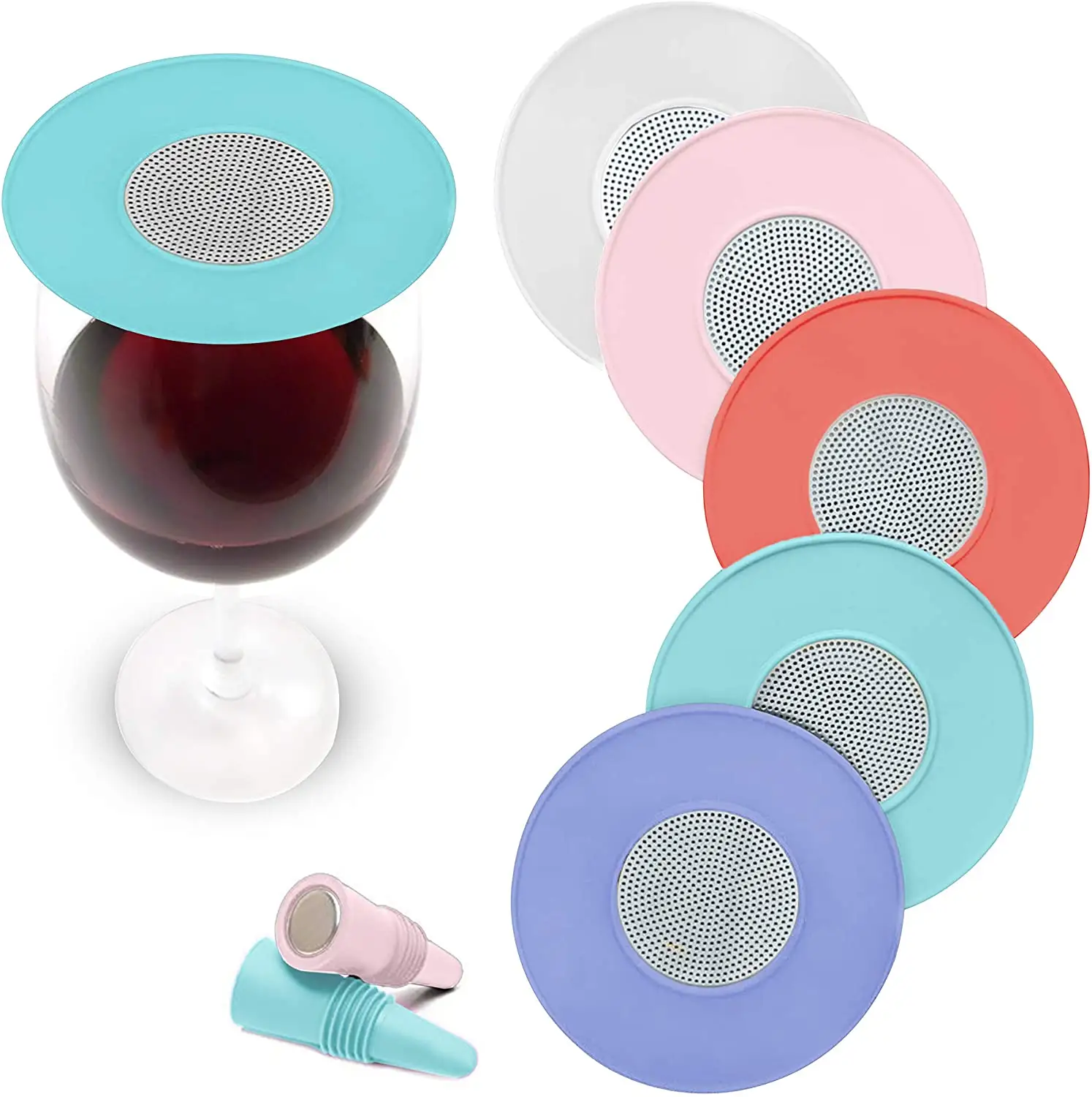 Özel renk açık şarap cam kupa silikon içecek kapakları silikon kap kapağı % 100% gıda sınıfı rubberPremium şarap bardağı kapağı