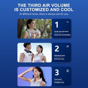 Best Seller Three-Speed Rechargeable Bladeless Neck Cooling Fan Brushless Motor Outdoor RV Hotel Use Portable <b>Battery</b> <b>Operated</b> - Product Image 3