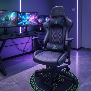 <span class=keywords><strong>DIABLO</strong></span> Chaise de Bureau Gaming Ergonomique de Course avec Fonction Massage Pliable Pivotante, en Cuir PVC PU, Support Lombaire en Métal pour Maison et Bureau - Product Image 1