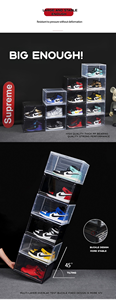 Có Thể Xếp Chồng Sneaker Thùng Giày Hộp Hộp Giày Lưu Trữ Nhựa Rõ Ràng <span class=keywords><strong>Drop</strong></span> Side Từ Cửa AJ Gấp Lưu Trữ Trong Suốt - Product Image 5