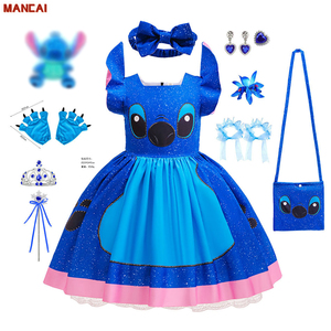 Anime <span class=keywords><strong>Lilo</strong></span> hojas disfraz <span class=keywords><strong>Stitch</strong></span> vestido <span class=keywords><strong>de</strong></span> dibujos animados para niñas verano Hawaiano hoja roja estampado niños Halloween Cosplay disfraz - Product Image 2