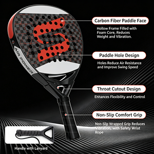 Raquette de pickleball de qualité supérieure, design large, professionnelle, en fibre de carbone 3K, résistante aux chocs, qualité tournoi, nylon, fabricant OEM - Product Image 3