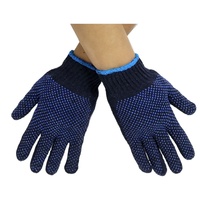 Largement utilisé industrie légère calibre 10 bleu marine Double face tricoté coton Pvc pointillé sécurité travail gants à main