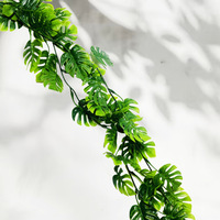 Plante verte artificielle, feuille de monstera, fausse vigne suspendue, décoration pour jardin, bonsaï, véranda, terrasse, jungle, Hawaï