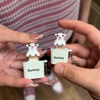 Gantungan Kunci LED Suara Sapi Isi Ulang, Hadiah Lucu, Mainan Tekan Suara untuk Anak-anak & Dewasa