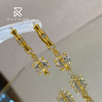 Boucles d'oreilles en diamant de bambou Rochime en argent sterling 925 plaqué or 18 carats bijoux en zircon cubique