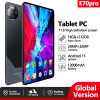 Tablet PC E70 Pro de 11.6 Pulgadas, Nueva, en Oferta 2024, con Memoria Ultra Grande de 16GB+512GB