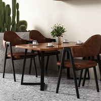 Combinaison table et chaises vintage pour restaurant, table rectangulaire commerciale pour café, une table et quatre chaises