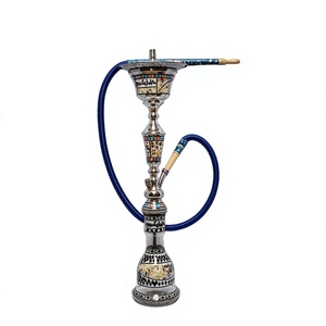Chicha artisanale Khalil Mamoon en laiton doré avec nacre - Noyau et base en cuivre, hauteur 92 cm, 3,3 kg - Product Image 3