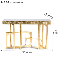 Muebles de Sala de Estar para Decoración del Hogar, Mesa Consola de Lujo Elegante y Moderna con Manijas Metálicas y Acabado en Laca Negra de Alto Brillo