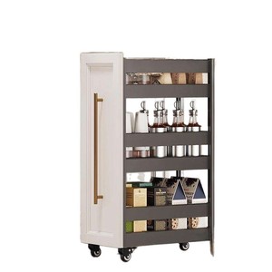 Tiroir à épices mobile moderne pour cuisine avec étagère de rangement latérale en aluminium pour panneaux de porte et petit chariot - Product Image 1