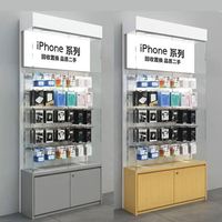 Présentoir d'angle autoportant pliable moderne en bois et métal, écologique, facile à assembler, pour magasins de téléphonie mobile et d'informatique