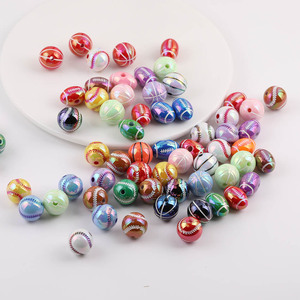 Acrylic Basketball Rugby Ball <b>Beads</b> 8mm Round <b>Loose</b> <b>Beads</b> For Jewelry Making DIY Craft Accessories - Product Image 1