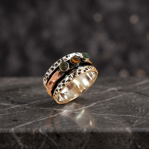 Latest Designer Two Tone Garnet <b>Spinner</b> Handmade <b>Ring</b> 925 Sterling Silver Jewelry Wholesale Factory Price - Product Image 3