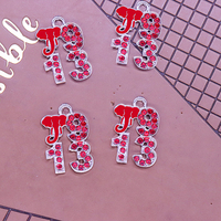 Date Arrivée Grec Delta Sororité Accent Conception Bling Pierre Rouge Incrusté DST Symbole Éléphant 1913 Fabrication de Bijoux Charmes Pendentif
