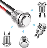 Reinicio automático de 12mm con cable normalmente abierto 65 Botón de metal impermeable Interruptor pequeño Botón de clic Inicio impermeable sin bloqueo