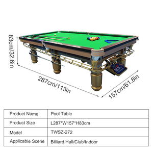 Table de billard professionnelle 9 pieds style « Black 8 Balls» chinois pour usage commercial ou domestique TWSZ-272 - Product Image 2