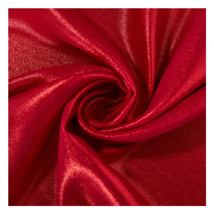 הגעה חדשה בדרגה גבוהה מותאם אישית כבד עמיד למים לנשימה דיגיטלי רדיד הדפסת אדום Shinny סרט 100% פוליאסטר בד עבור שמלה
