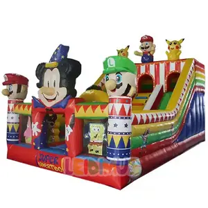 Mickey chủ đề inflatables lâu đài bouncy nhảy Bouncer nhà bị trả lại thương mại Inflatable Trampoline cho trẻ em với Blower