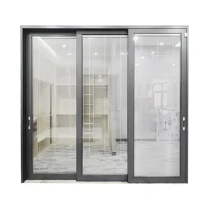 Design minimaliste Porte coulissante robuste Maison Exterio Patio Porte en aluminium Beau balcon Portes coulissantes en verre