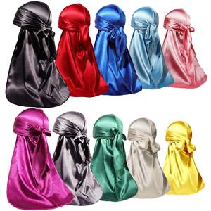 Zwarte Durags Voor Mannen Headwraps Vrouwen Tulband Hoed Lange Staart Do Durag Golven Bandana 'S Piratenhoed - Product Image 2