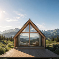 Cabane de luxe à structure en acier en forme de A, hôtel mobile préfabriqué, maison d'été modulaire, directement de l'usine