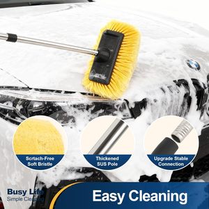 Brosse de lavage de voiture à cinq faces avec manche long de 61 pouces, sans rayures, pour le nettoyage de voitures, bateaux, maisons, façades et sols - Product Image 5