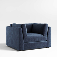 Canapé modulaire d'angle en tissu bleu, design moderne en forme de L, 3 places, segmenté, pour villa, hôtel, séjour ou maison de vacances