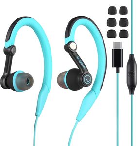 Crochet d'oreille à réglage libre à 30 degrés Écouteurs à <span class=keywords><strong>puce</strong></span> de décodage numérique Écouteurs de sport filaires de type C Casque IPX5 - Product Image 1