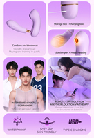 Vibromasseur culotte en silicone souple, portable, à succion, double chauffage, télécommande APP, œuf vibrant clitoridien, jouet sexuel pour femme adulte, OEM ODM