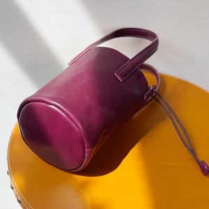 handmade custom vintage bohemian pen holder <b>bag</b> fashionable hand-held crossbody vegetable-tanned cowhide <b>bag</b> mini bucket <b>bag</b> - Product Image 3