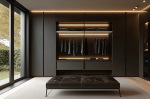 Armoire sur pied moderne en bois sur mesure avec 6 portes, grande capacité, gain de place, meubles de maison pour la chambre à coucher - Product Image 2