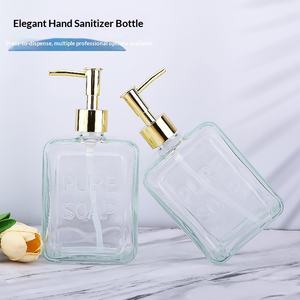 Distributeur de savon/<span class=keywords><strong>shampoing</strong></span> en verre haut de gamme transfrontalier avec pompe à lotion 500 ml, bouteille vide personnalisable, impression sérigraphique - Product Image 2